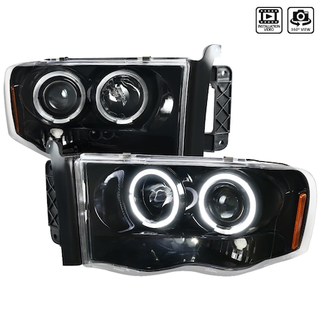 Spec-D Tuning 02-05 Dodge Ram Halo Projector Headlights 2LHP-RAM02BK-TM